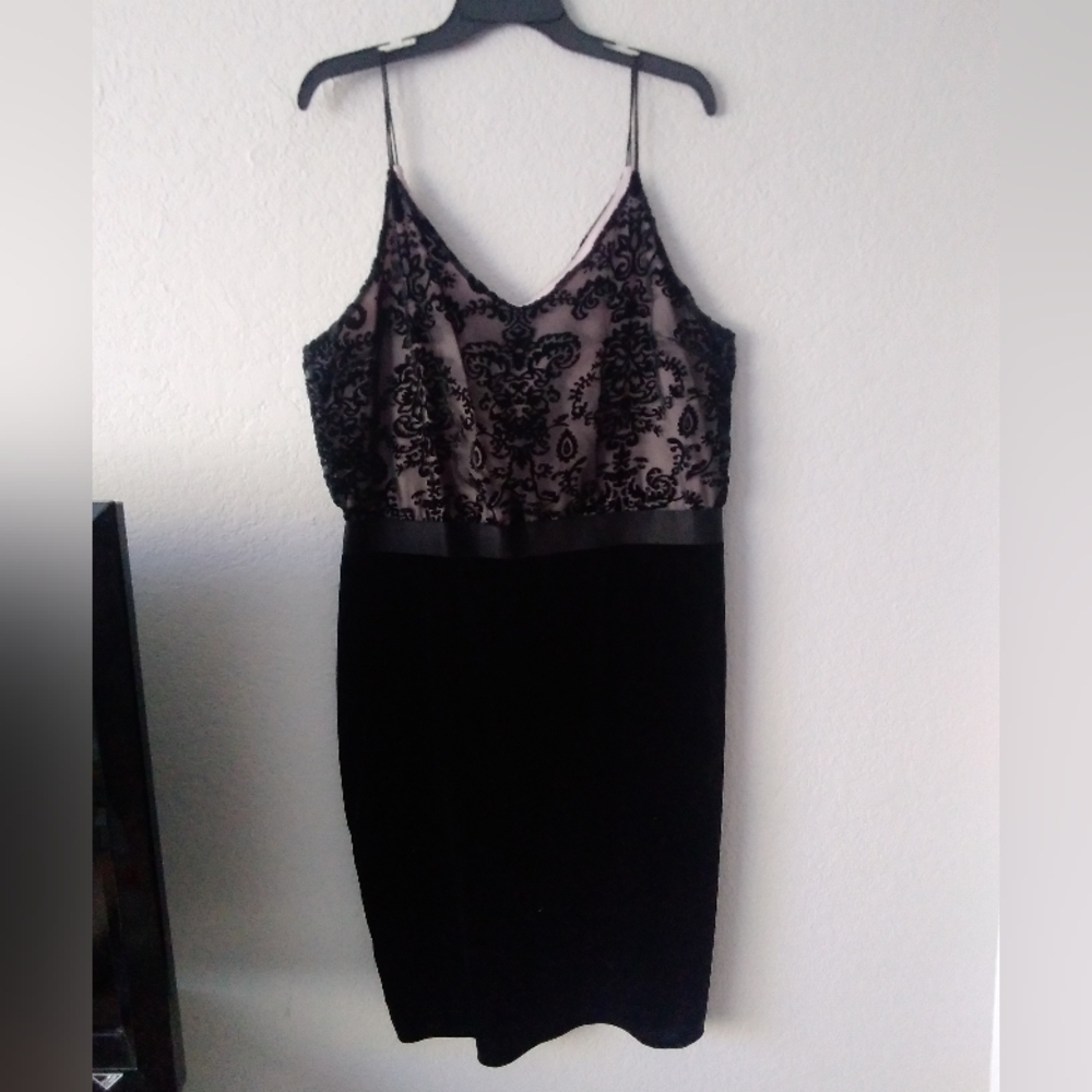 Vintage Y2k Velvet Wiggle Body Con Flocked Cocktail Party Dress XL Goth Romantic